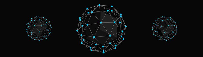 Geometric Sphere Network — Black, Abstract, Digital Art