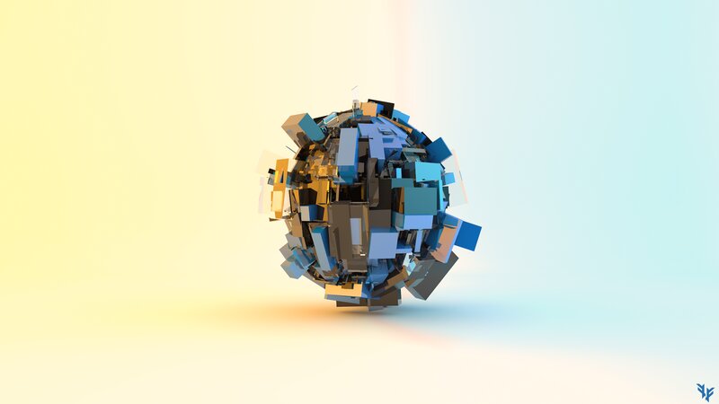 Geometric Sphere of Cubes — Blue