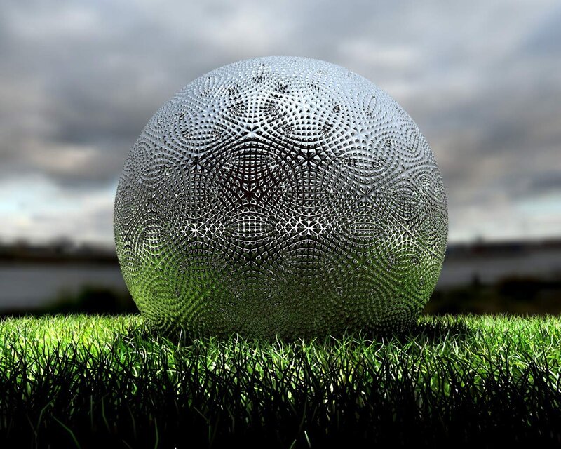 Geometric Sphere on Grass