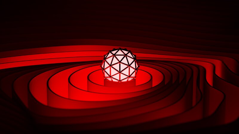 Geometric Sphere on Red Platform
