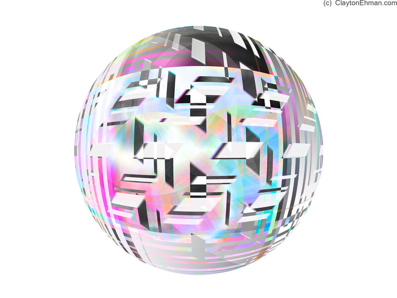 geometric sphere with iridescent patterns