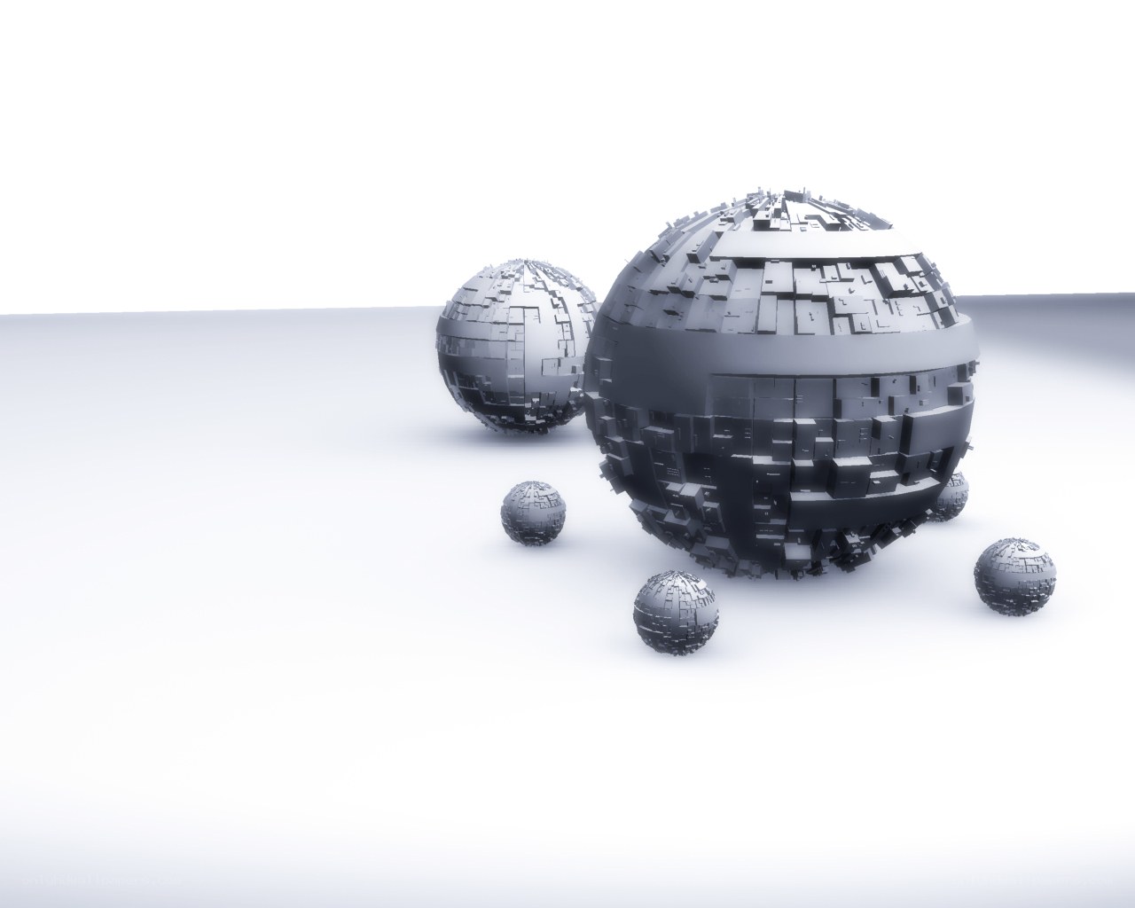 geometric spheres in white space