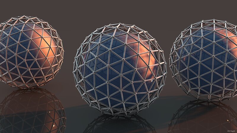 Geometric spheres with wireframe