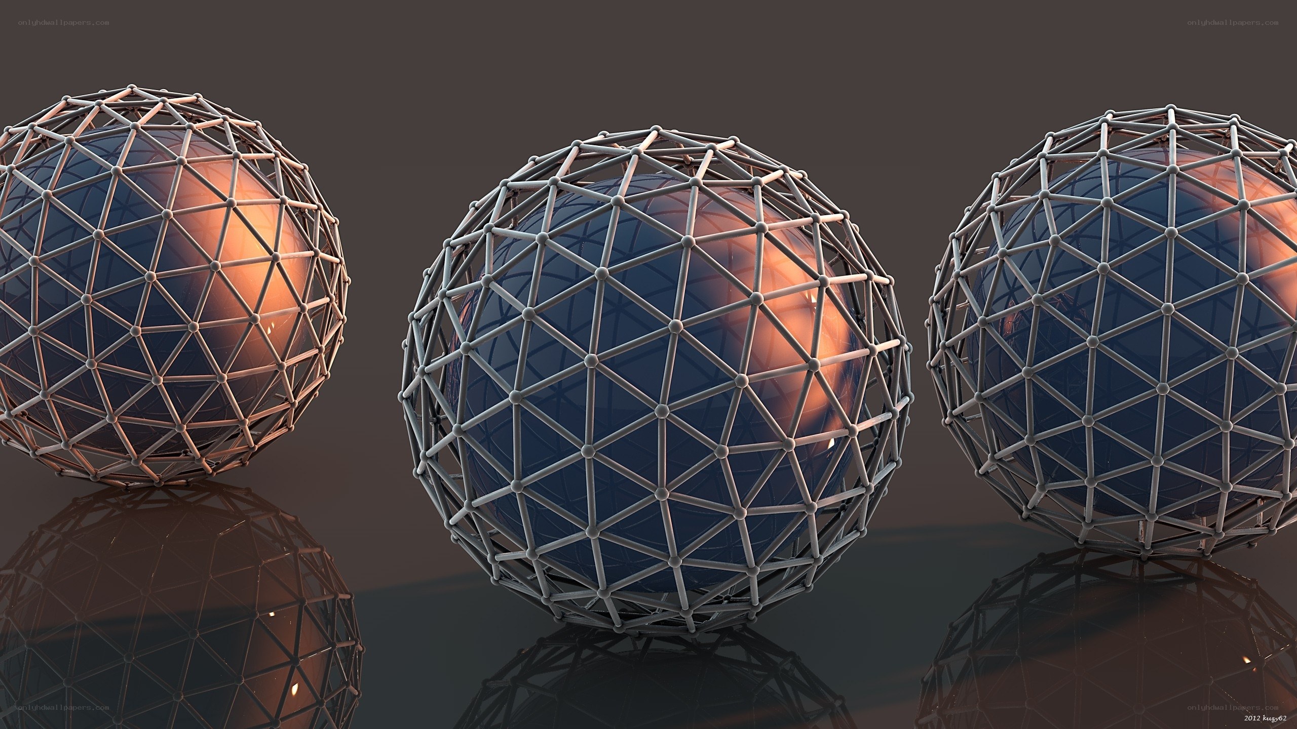 Geometric spheres with wireframe