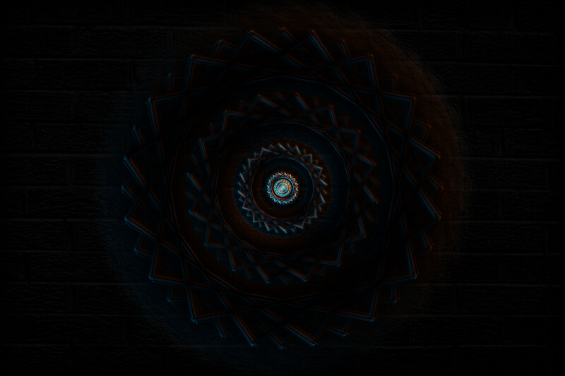 Geometric Spiral Pattern — Black, Dark