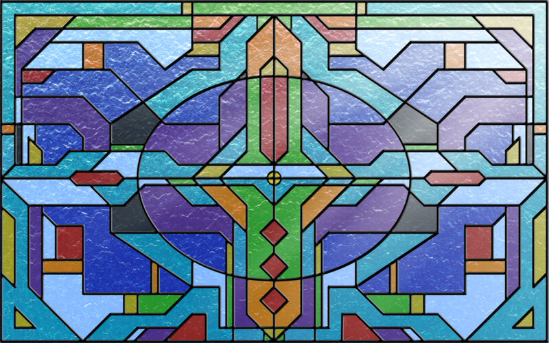 Geometric Stained Glass Panel — Blue