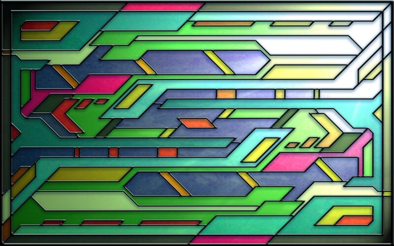 Geometric Stained Glass Panel — Green