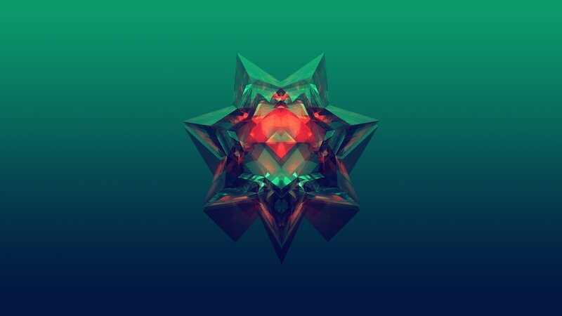 Geometric Star Shape — Green, Abstract