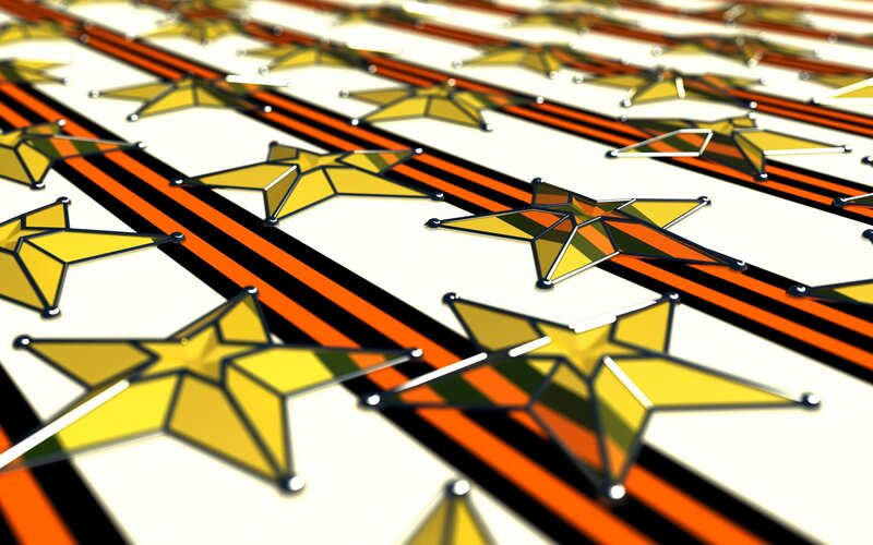 Geometric stars on striped background