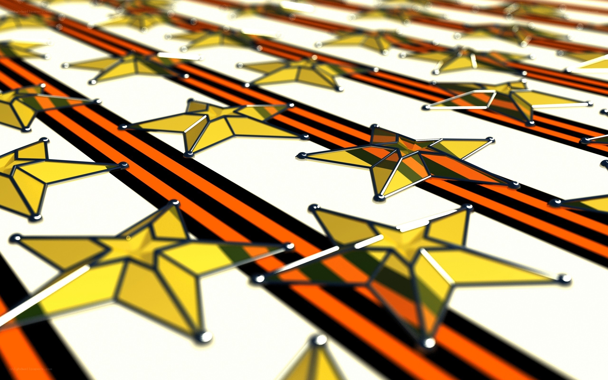 Geometric stars on striped background
