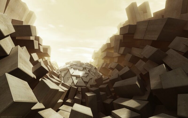 Geometric Stone Blocks — Beige