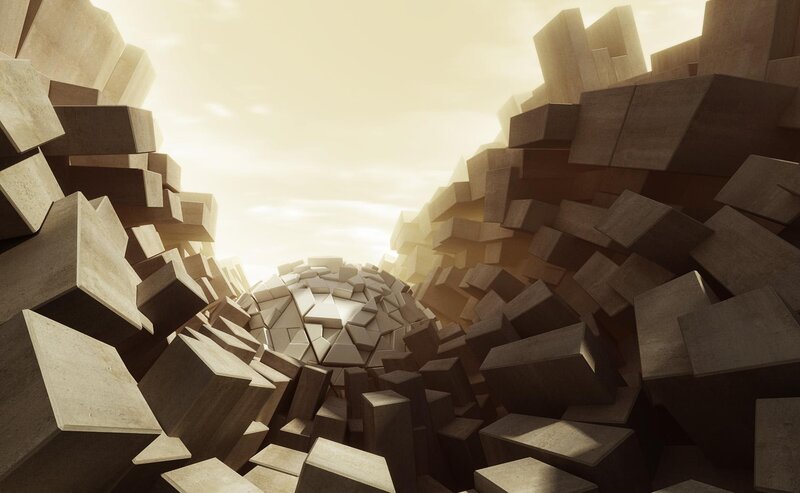 Geometric Stone Blocks — Brown, Dramatic