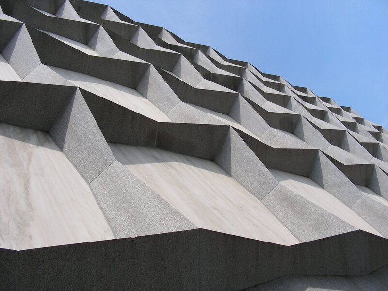 Geometric stone facade