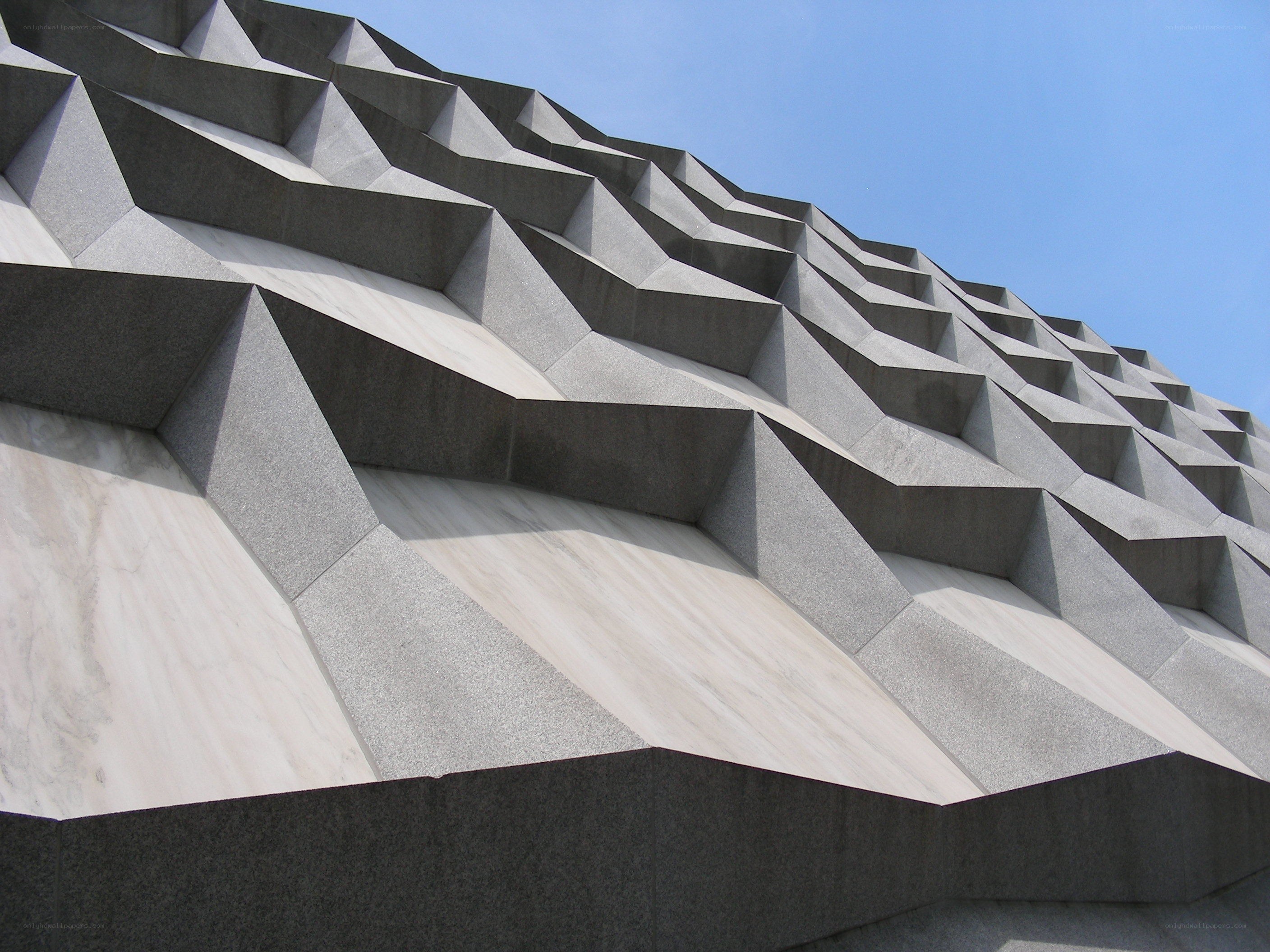 Geometric stone facade