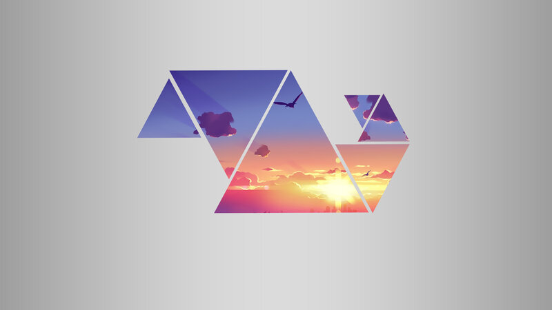 Geometric Sunset Collage — Purple, Serene