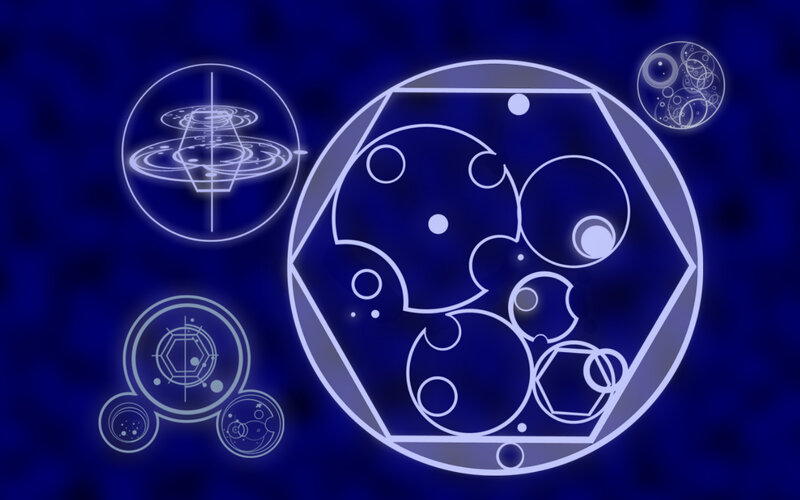 Geometric Symbols on Blue