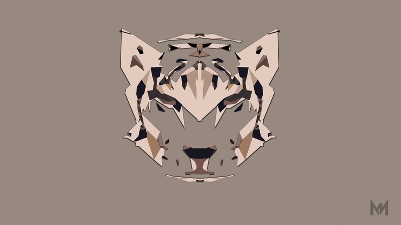 Geometric Tiger Head — Beige