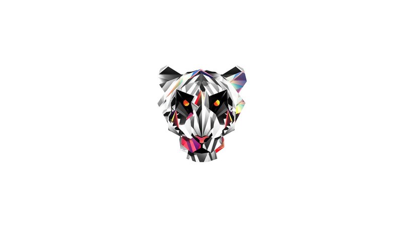 Geometric Tiger Head — White, Abstract