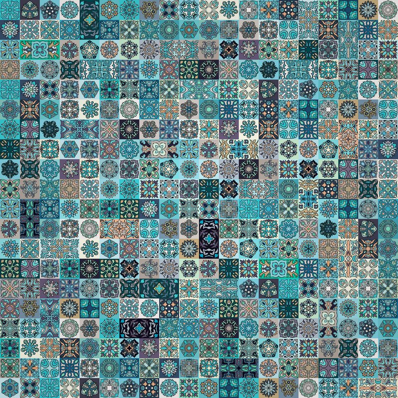 Geometric Tile Pattern — Blue, Calm