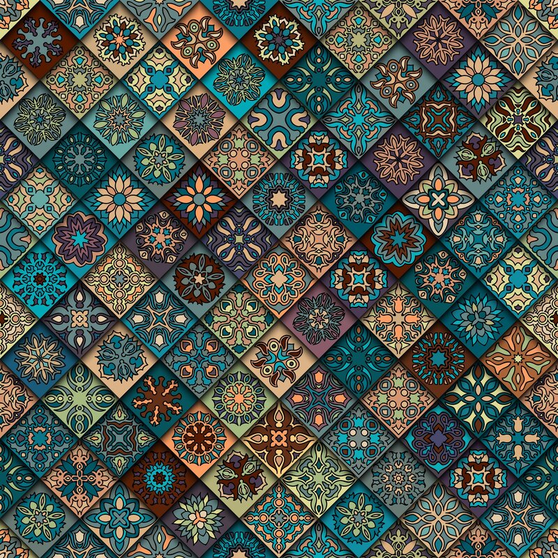 Geometric Tile Pattern — Blue