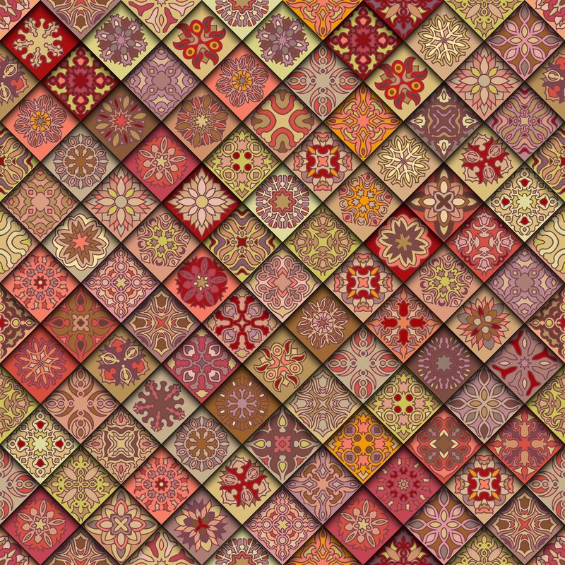 Geometric Tile Pattern — Red