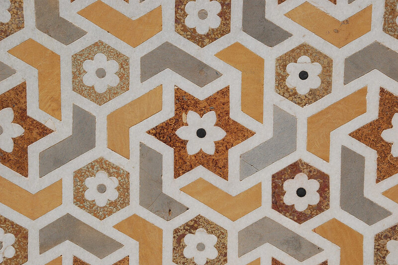 geometric tile pattern with flowers