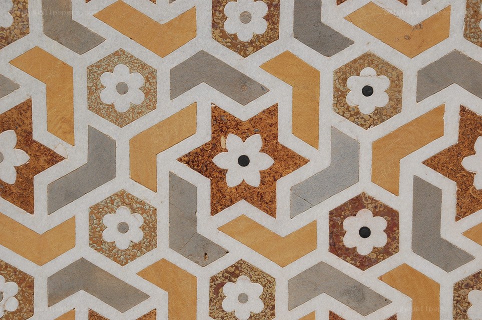 geometric tile pattern with flowers