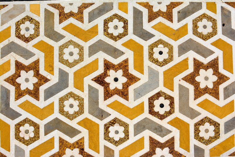 geometric tile pattern with flowers