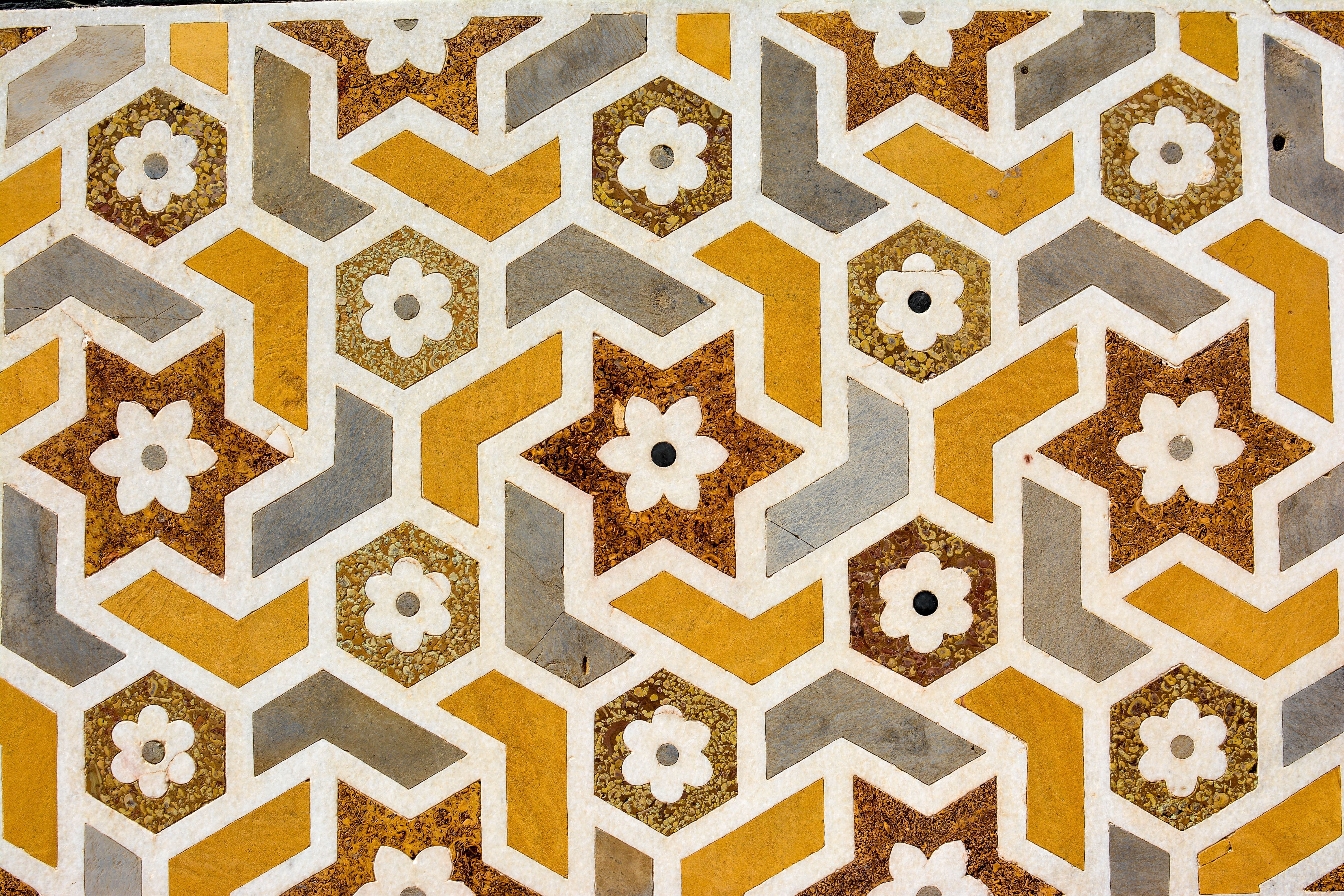 geometric tile pattern with flowers
