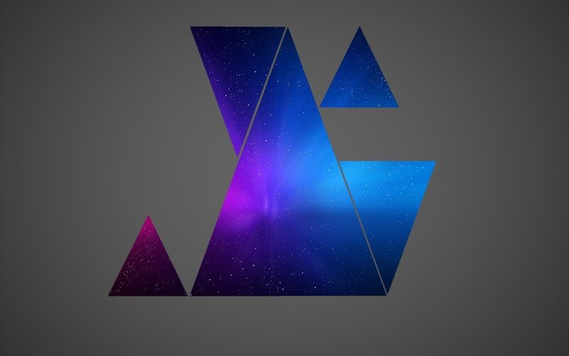 Geometric Triangle Design — Blue, Cosmic