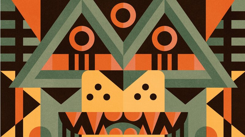 geometric tribal mask art