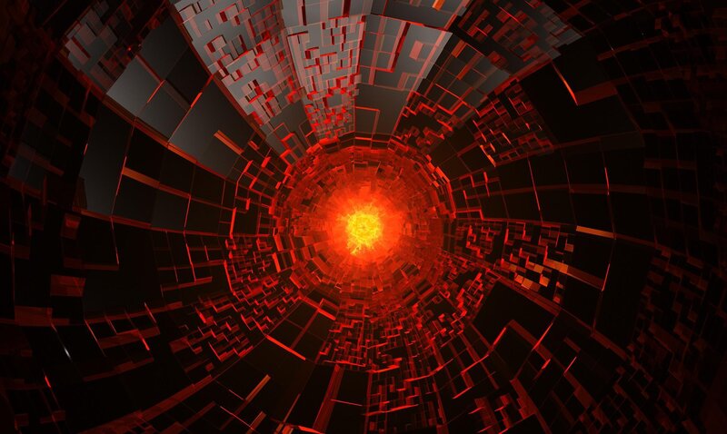 Geometric Tunnel Structure — Red