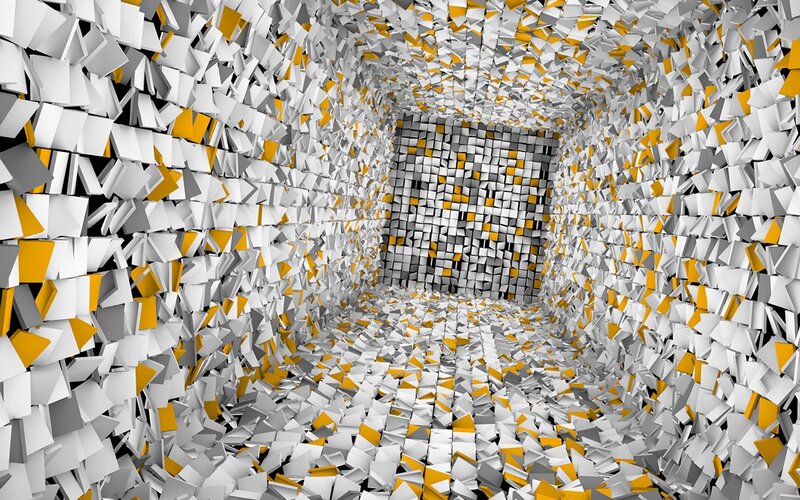 Geometric Tunnel Structure — White, Abstract