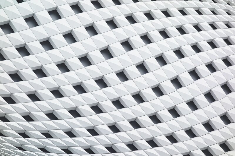 geometric white facade pattern