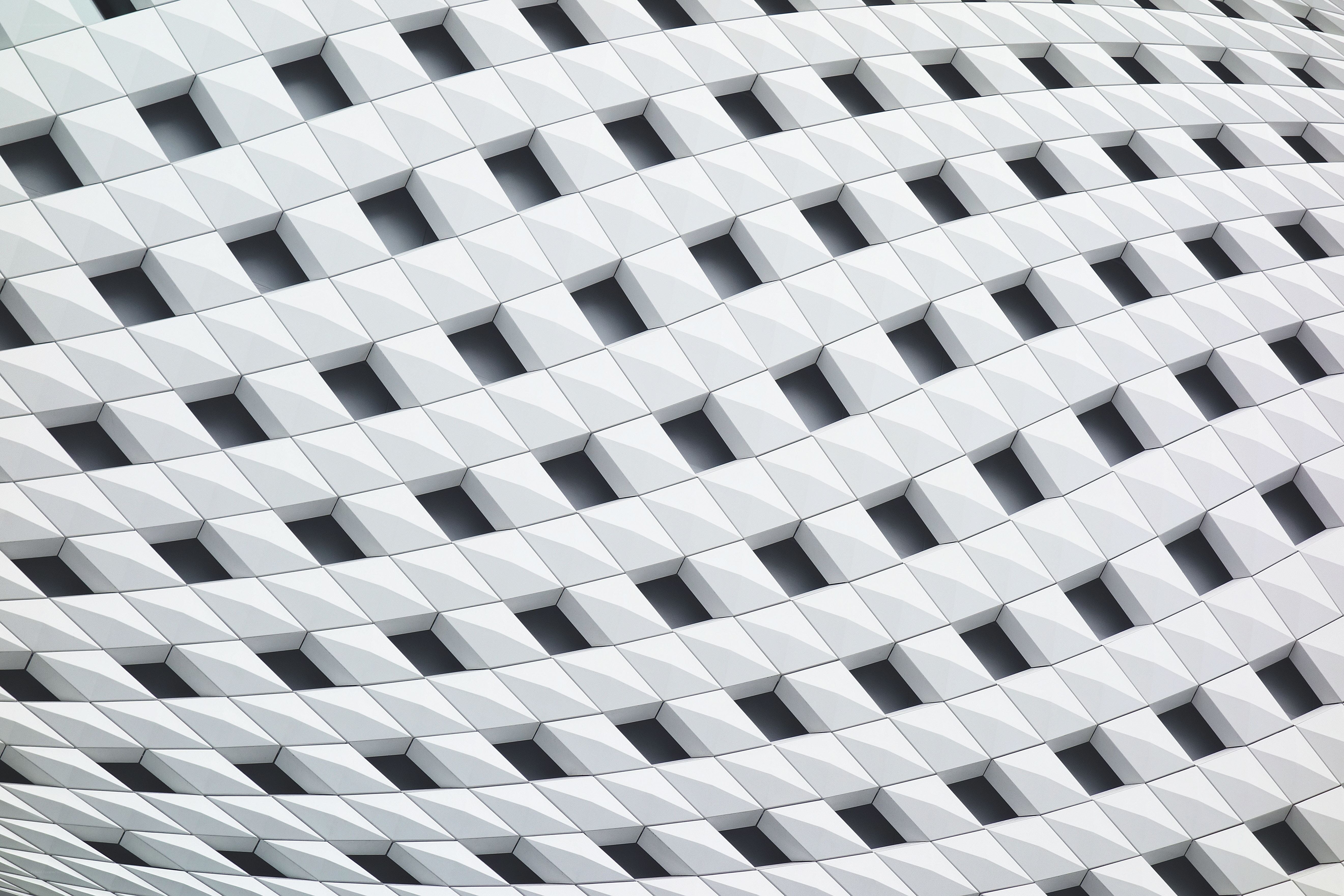 geometric white facade pattern