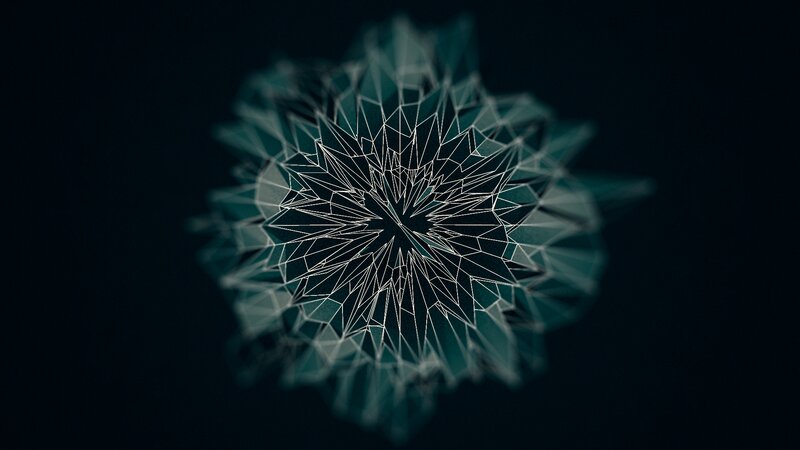 Geometric Wireframe Sphere — Black, Abstract, Digital Art