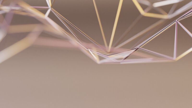 Geometric Wireframe Structure — Gold
