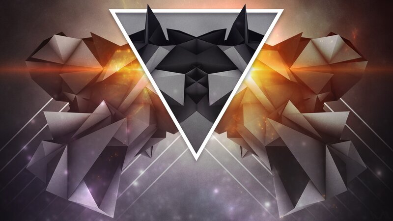 Geometric Wolf Head — Black