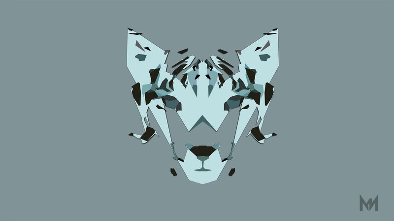 Geometric Wolf Head — Gray
