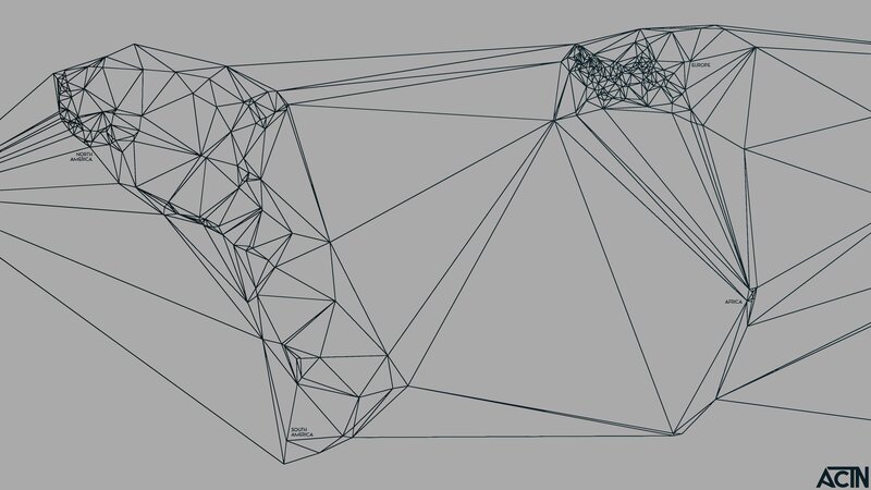 Geometric World Map — Gray