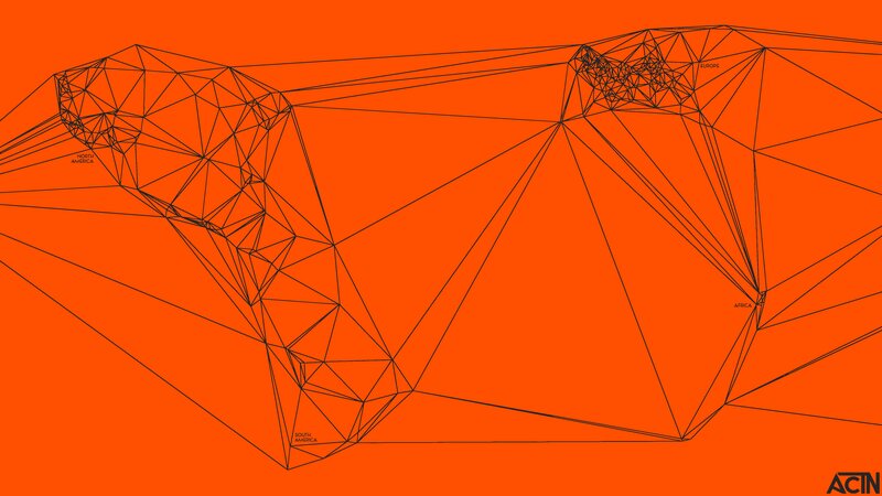 Geometric World Map — Orange