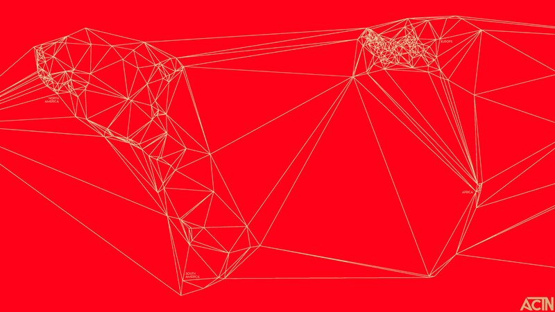 Geometric World Map — Red