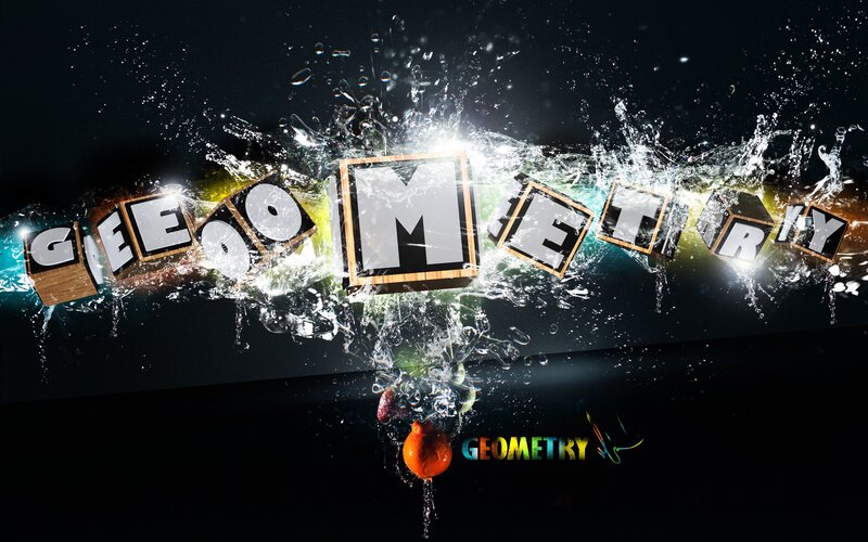Geometry text with water splash
