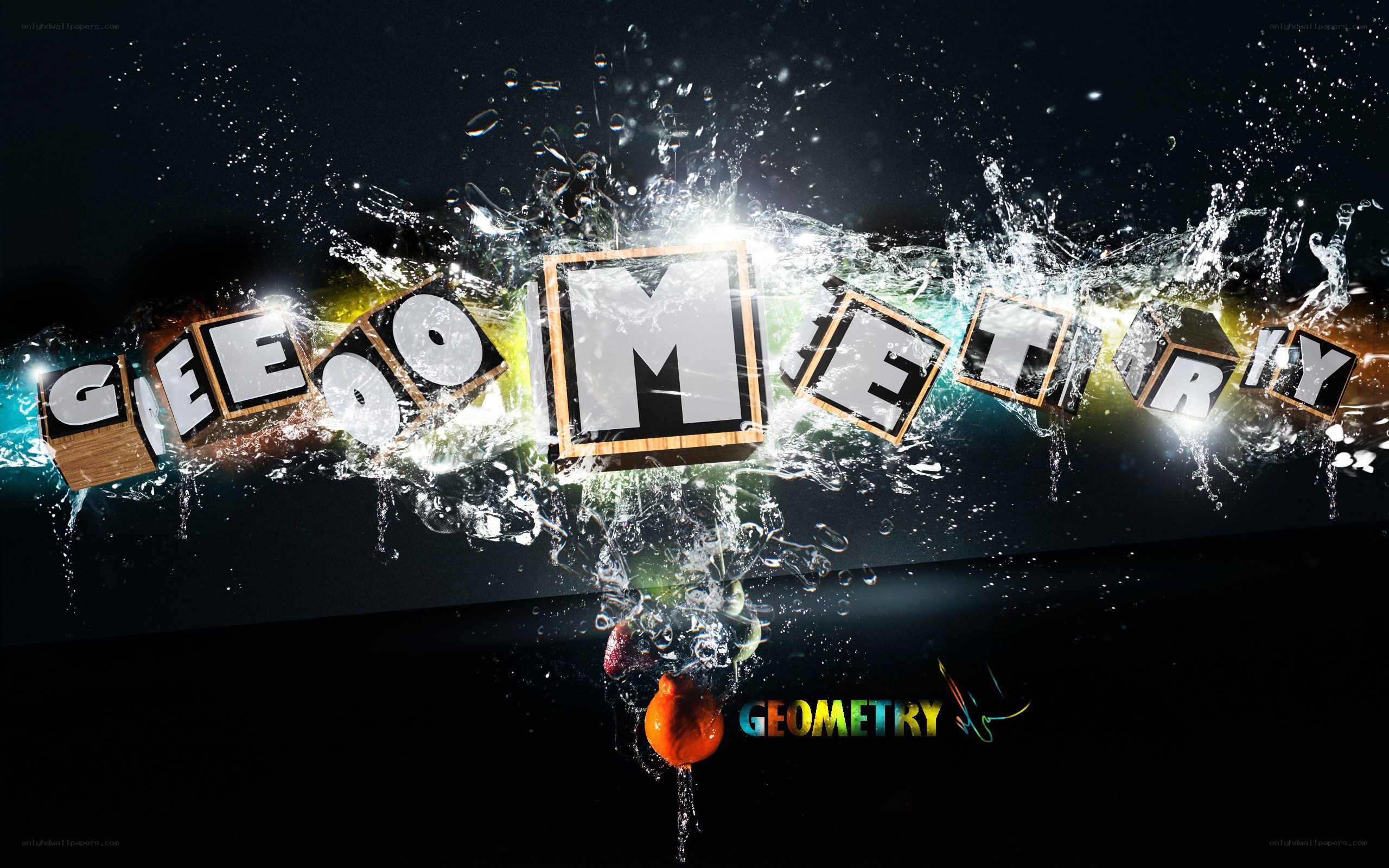 Geometry text with water splash