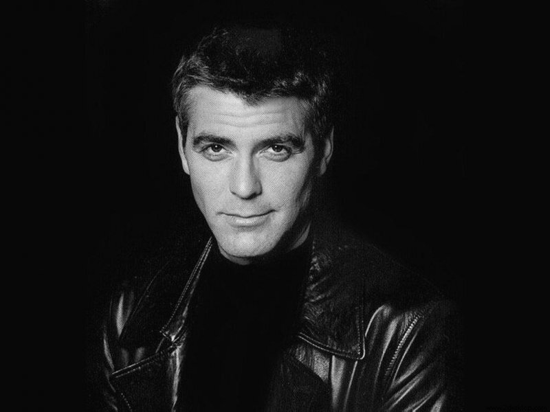 George Clooney in leather jacket