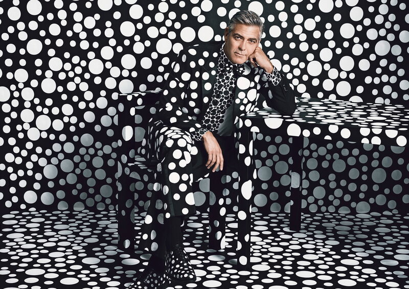 George Clooney in polka-dot room