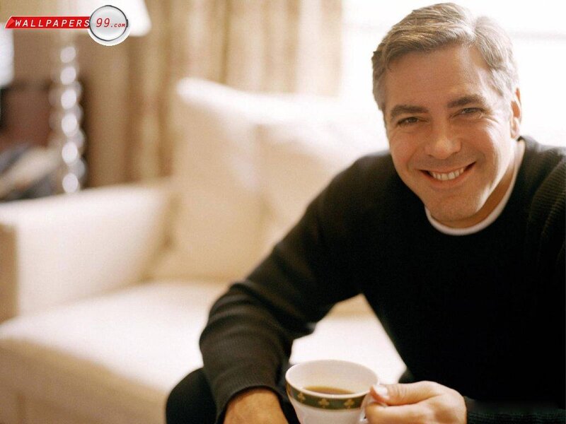 George Clooney with a cup of tea