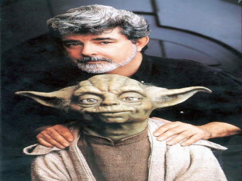 George Lucas with Yoda Puppet — Brown