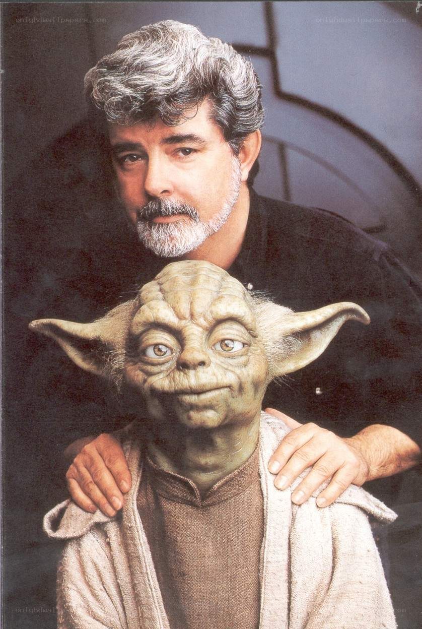 George Lucas with Yoda puppet
