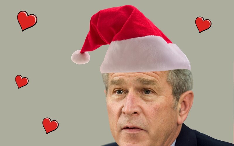 George W. Bush in Santa hat